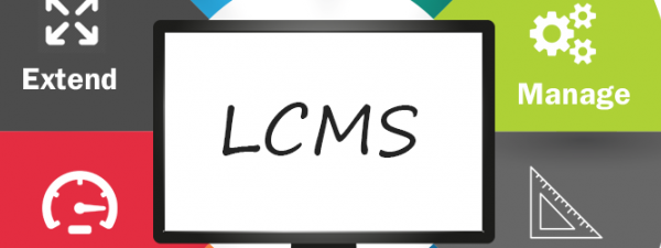Una rueda, en el centro las letras LCMS y alrededor sus principales características