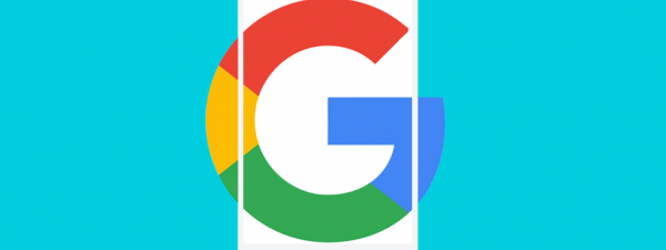 letra g de google contenido en el marco de un dispositivo móvil y un fondo verde turquesa