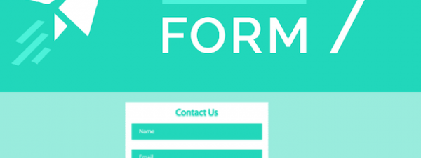 Ilustración en la que aparece sobre fondos en verde el texto "Contact Form 7" y un formulario