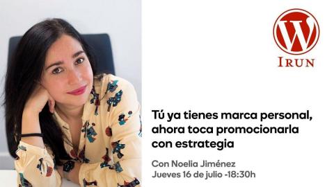 Cartel con la imagen de Noelia Jiménez anunciando el Meetp organizado por el grupo de WordPress Irun