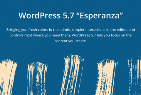 Cartel en el que se anuncia la nueva versión de WordPress 5.7
